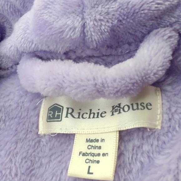 Thick Rich Luxuriously Soft Fleece PURPLE ROBE Ritchie House Oversized *L* - Picture 3 of 6